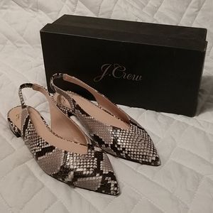 J. Crew Slingback Snake Print Flats NIB